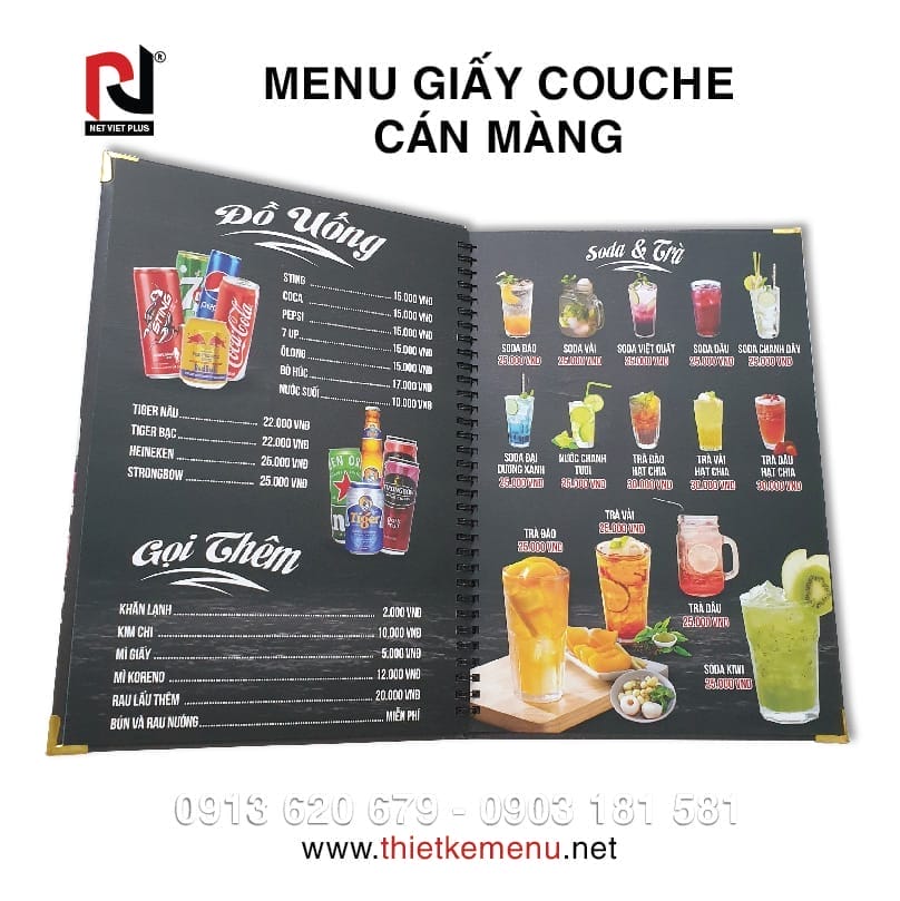 DỊCH VỤ THIẾT KẾ MENU: GIÁ TỐT, IN NHANH, LẤY NGAY! 4 Menu in trên giấy couche cán màng