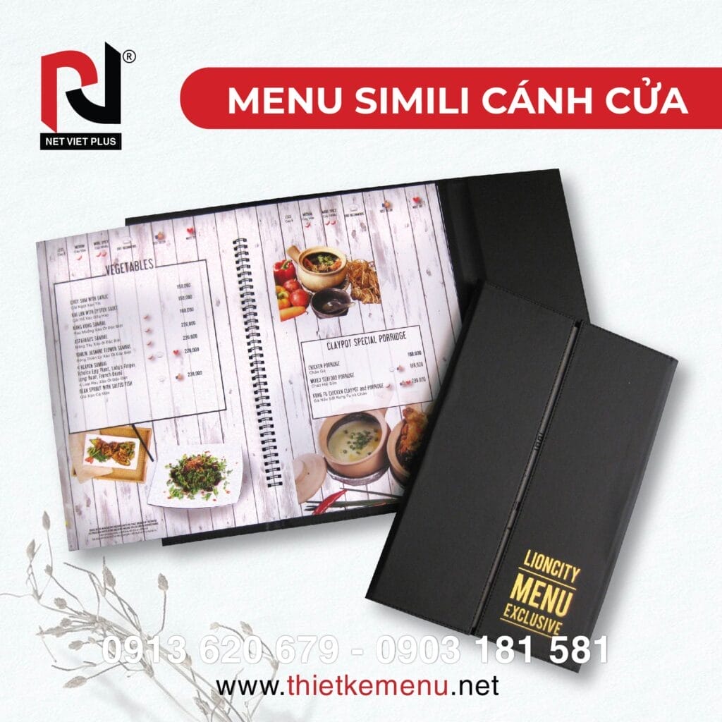 Mẫu menu bìa simili cánh cửa