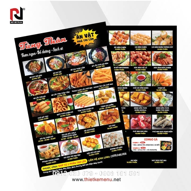 Thiết kế menu thực đơn đồ ăn vặt tạo sự ấn tượng và thu hút