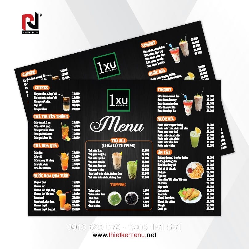 Nét Việt Plus chuyên cung cấp dịch vụ thiết kế menu thực đơn trà sữa