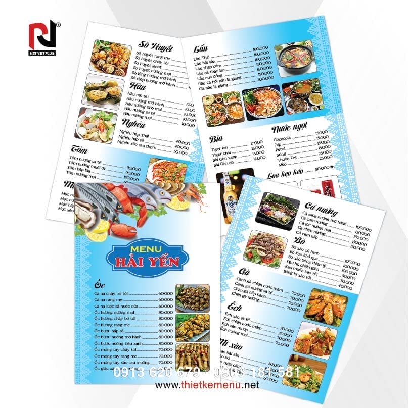 THIẾT KẾ MENU NHANH, RẺ, ĐẸP TẠI TPHCM - TEST MÀU MIỄN PHÍ 100% 8 Mẫu thiết kế menu do Nét Việt Plus thiết kế