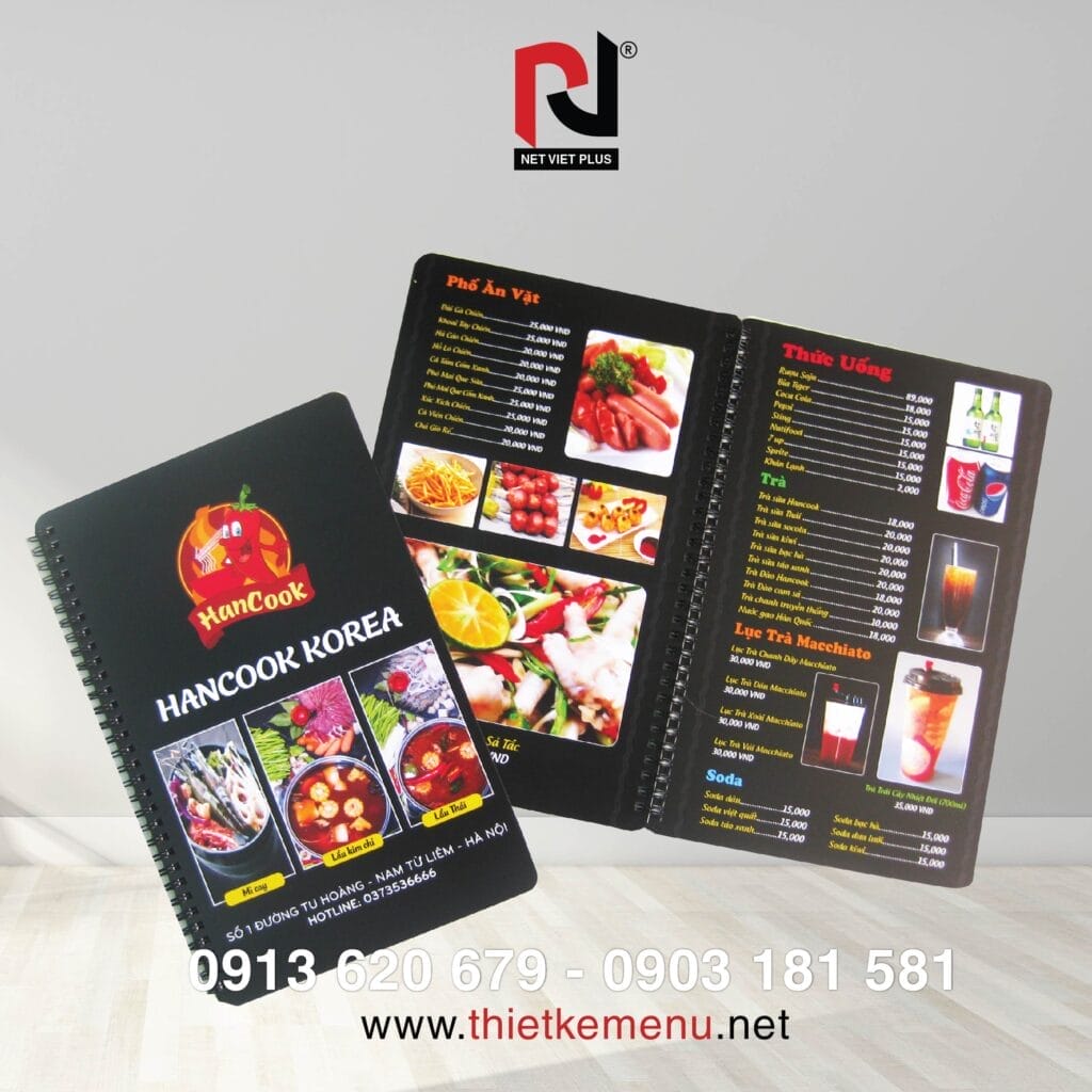 Mẫu menu nhựa