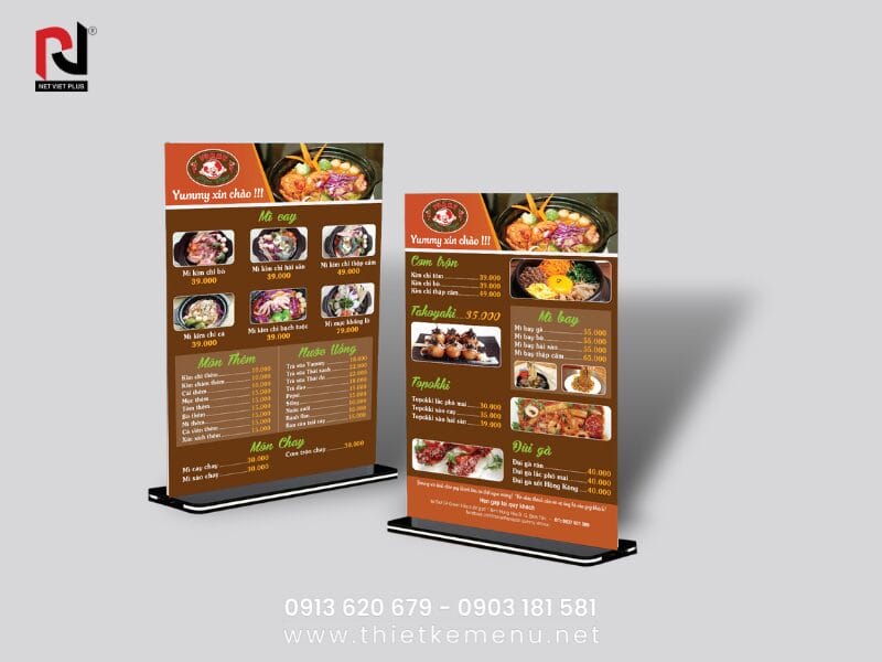 MẪU MENU ĐỨNG ĐỘC ĐÁO