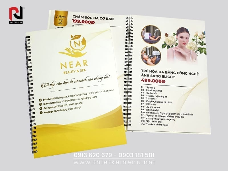 Mẫu thiết kế menu spa tại Nét Việt Plus