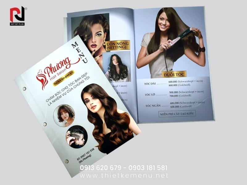 Mẫu thiết kế menu hair tại Nét Việt Plus
