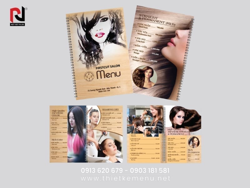 Mẫu thiết kế menu hair tại Nét Việt Plus