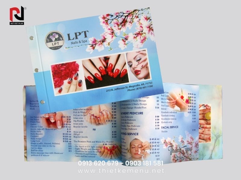 Mẫu thiết kế menu nails bởi Nét Việt Plus