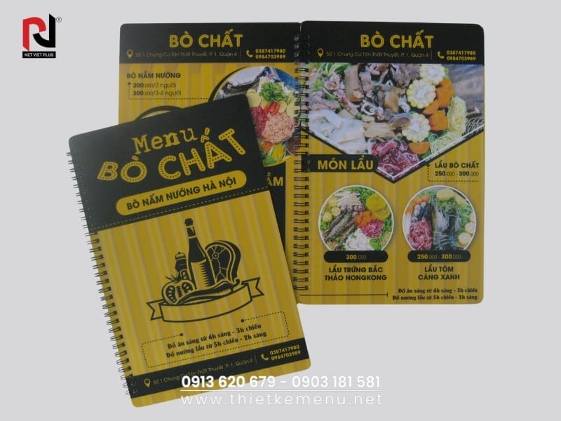 Menu quán ăn đẹp, thu hút khách hàng, tăng doanh số.
