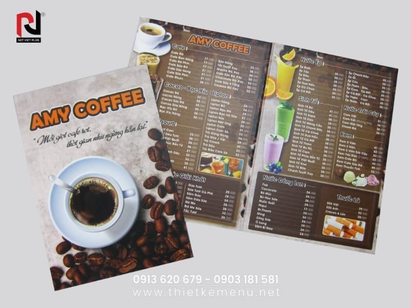 Mẫu Thiết Kế Menu Cà Phê hiện đại, trẻ trung.