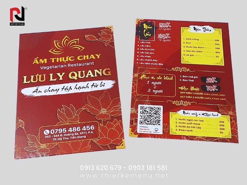 Mẫu thiết kế menu nhà hàng chay tinh tế