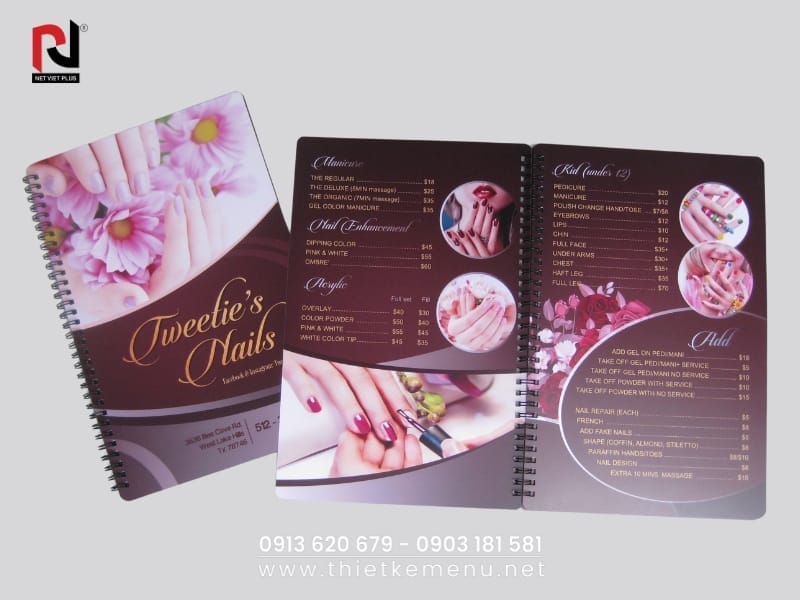 Menu nail đẹp, thu hút khách hàng