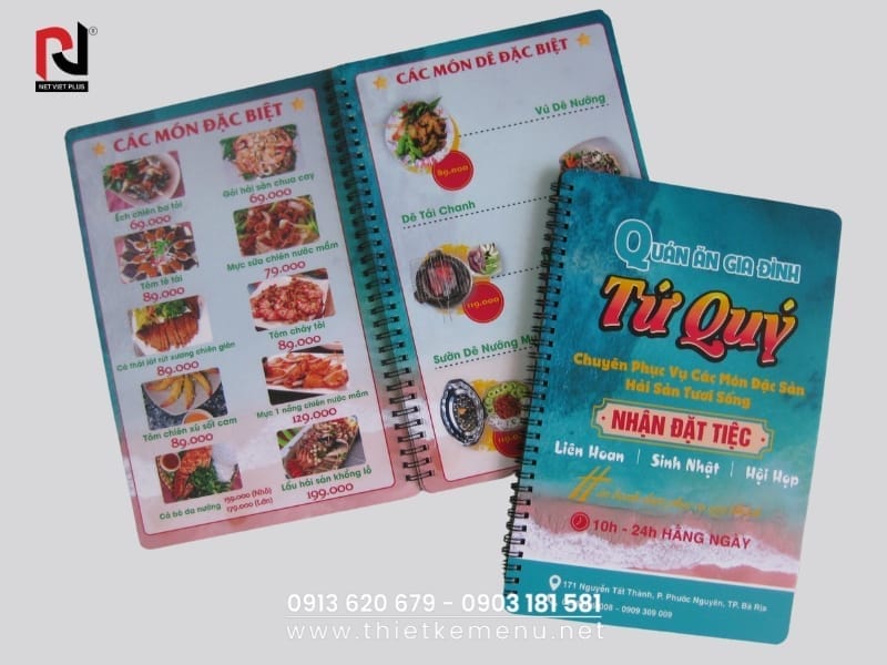 Mẫu Menu Quán Ăn với bố cục hợp lý, thông tin rõ ràng, dễ hiểu.