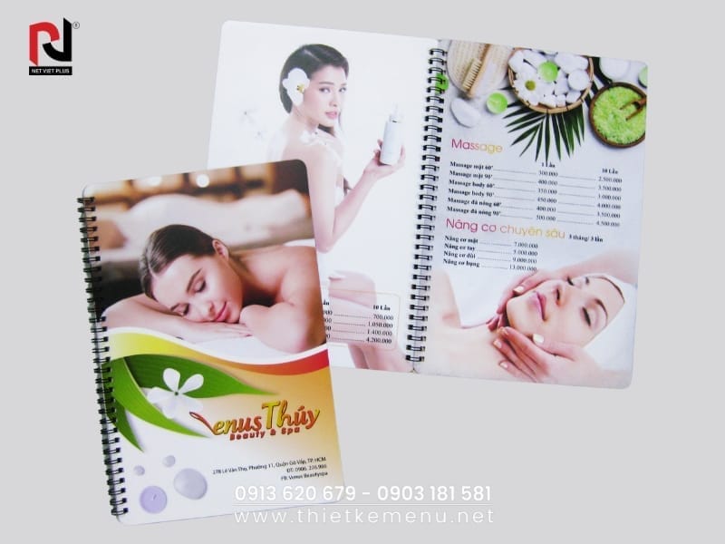 Thiết Kế Menu Spa tinh tế, tạo cảm giác thư giãn cho khách hàng.
