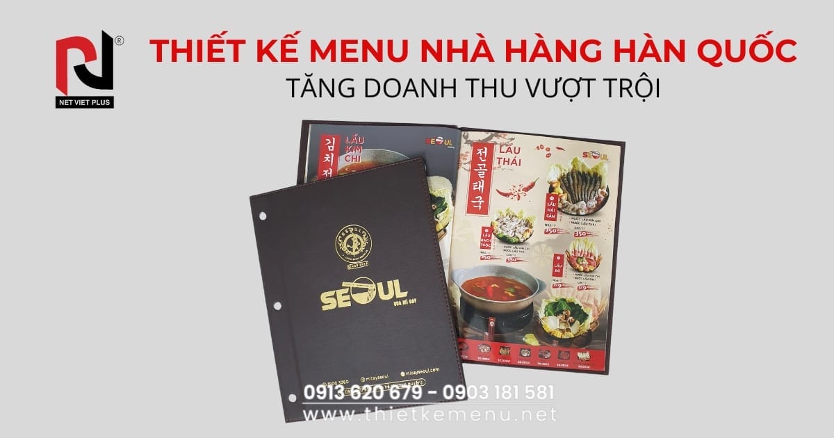 THIẾT KẾ MENU NHÀ HÀNG HÀN QUỐC