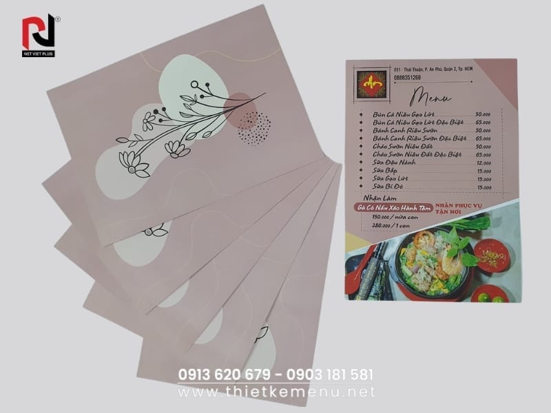 Liên hệ ngay để được tư vấn và báo gía Làm Menu Giấy tại Nét Việt Plus