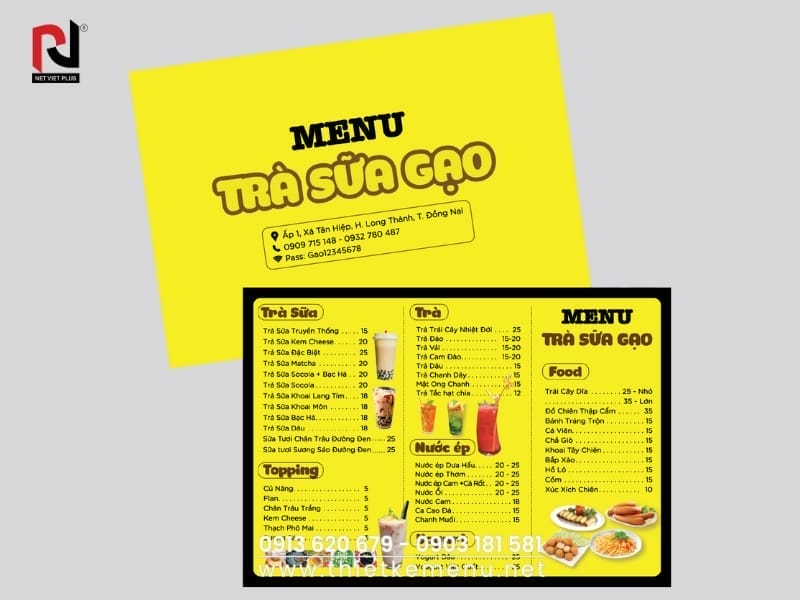 Menu Trà Sữa đẹp - Bí quyết kinh doanh thành công.