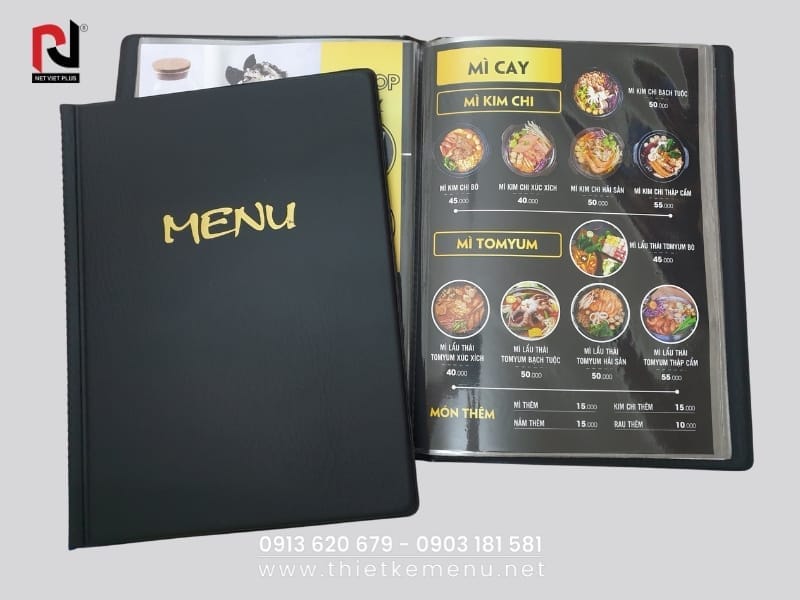 Kích thước Menu Quán Ăn vừa phải, dễ cầm nắm