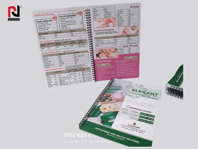 Mẫu Menu Spa đẹp - Thể hiện đẳng cấp và sự chuyên nghiệp của Spa.