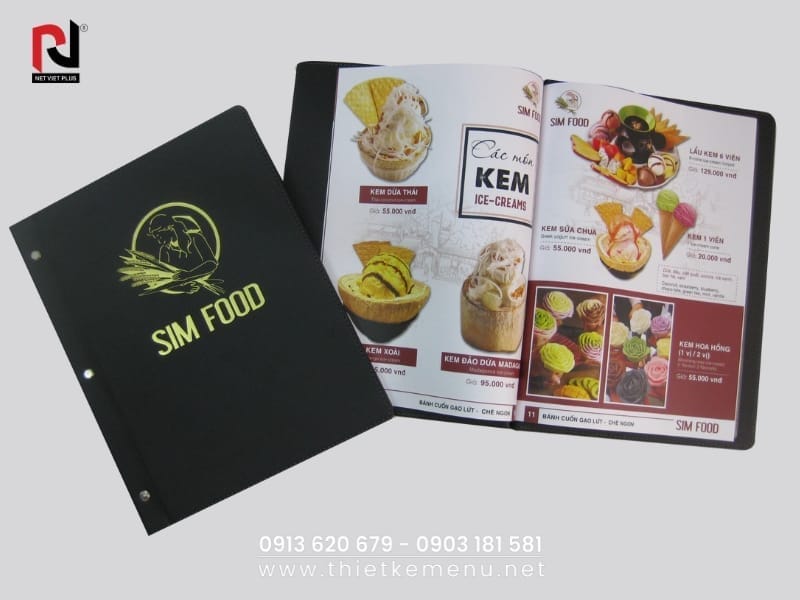 Làm Menu Simili ép kim logo - Sang trọng, đẳng cấp cho nhà hàng của bạn.
