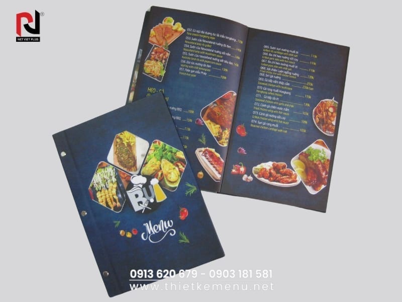 Menu đẹp giúp Nhà hàng tạo ấn tượng với thực khách.