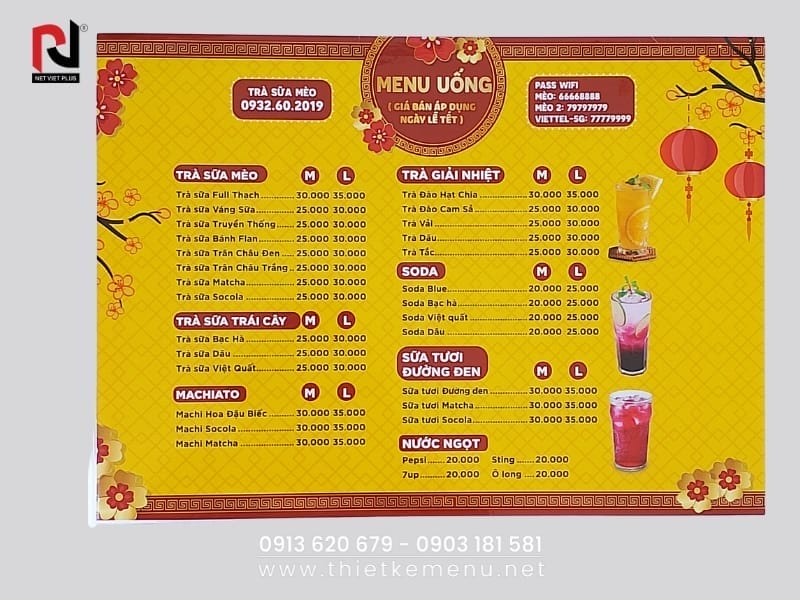 Menu cần liệt kê thành phần, nguyên liệu rõ ràng.