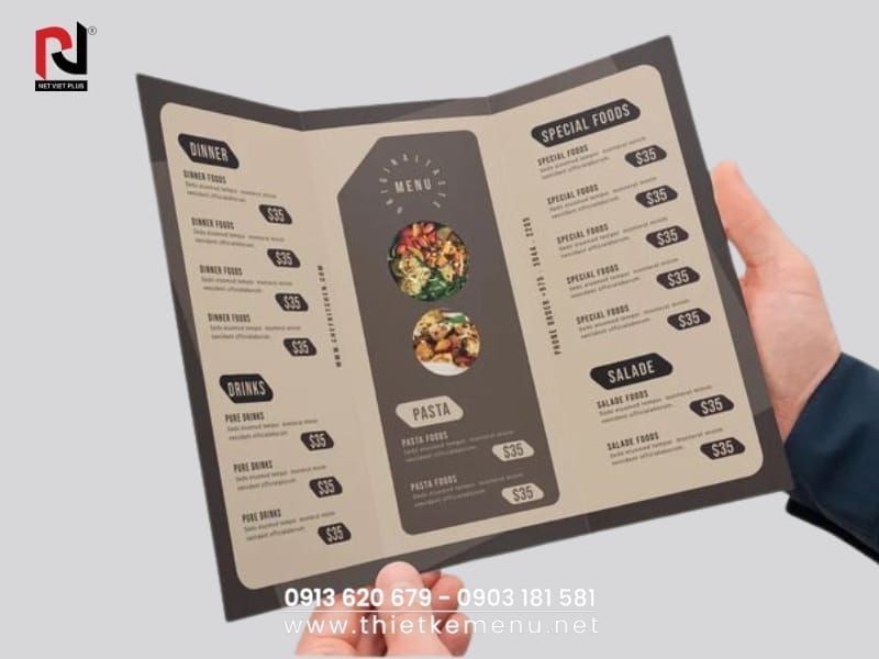 Đa dạng kiểu dáng, thiết kế trong các mẫu menu bìa cứng cánh cửa sổ.