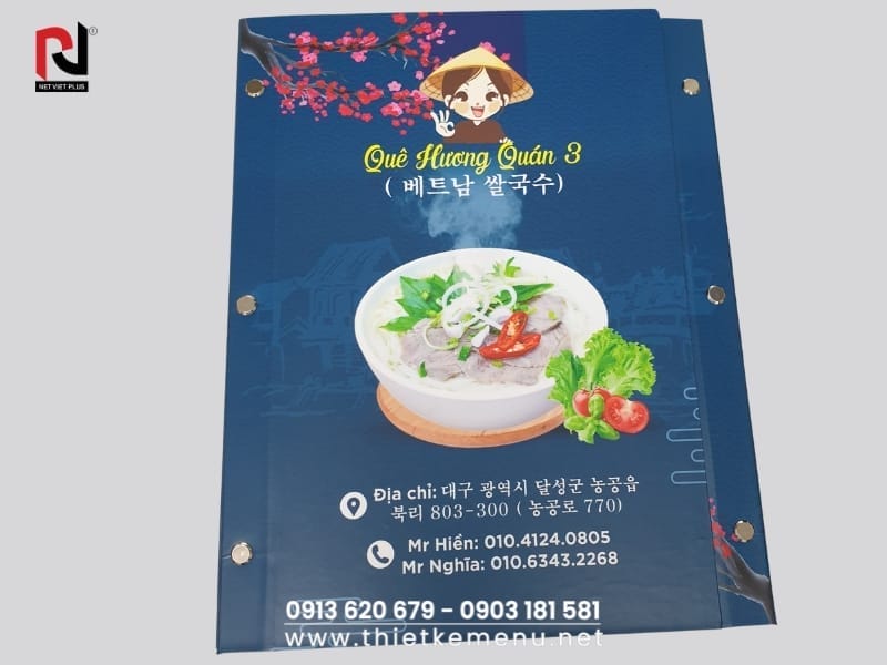 Kích thước menu cần phải chuẩn
