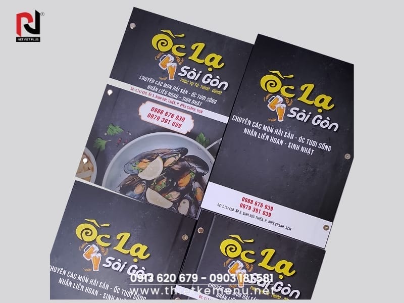 Đa dạng kiểu dáng menu bìa cứng.