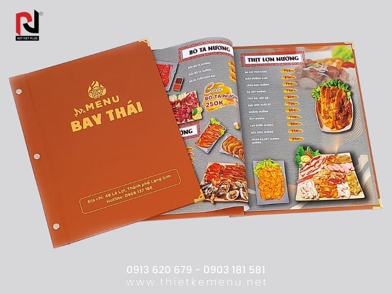 Menu bìa cứng sang trọng, bền đẹp.
