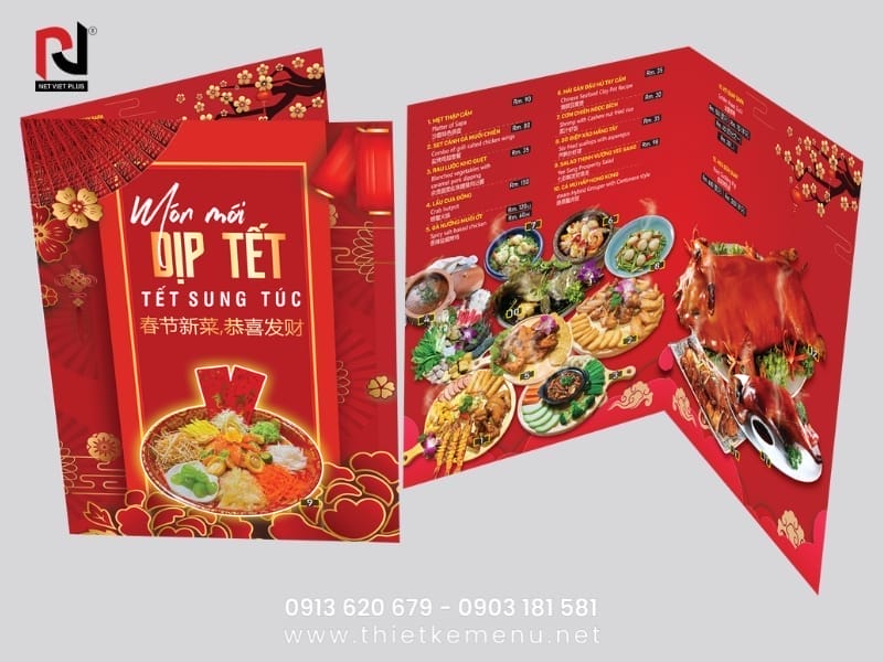 In menu bìa cứng với chất liệu cao cấp.