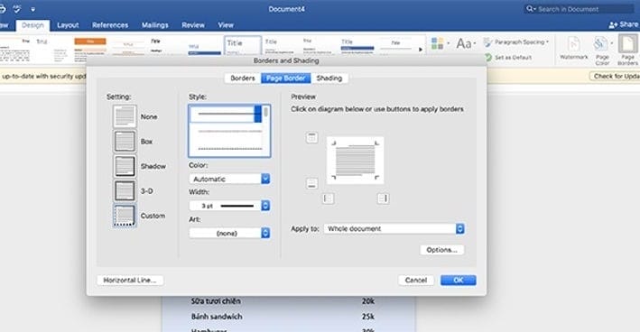 BÍ QUYẾT LÀM MENU BẰNG WORD - NHANH, DỄ DÀNG, THU HÚT 8 Tạo khung viền cho menu