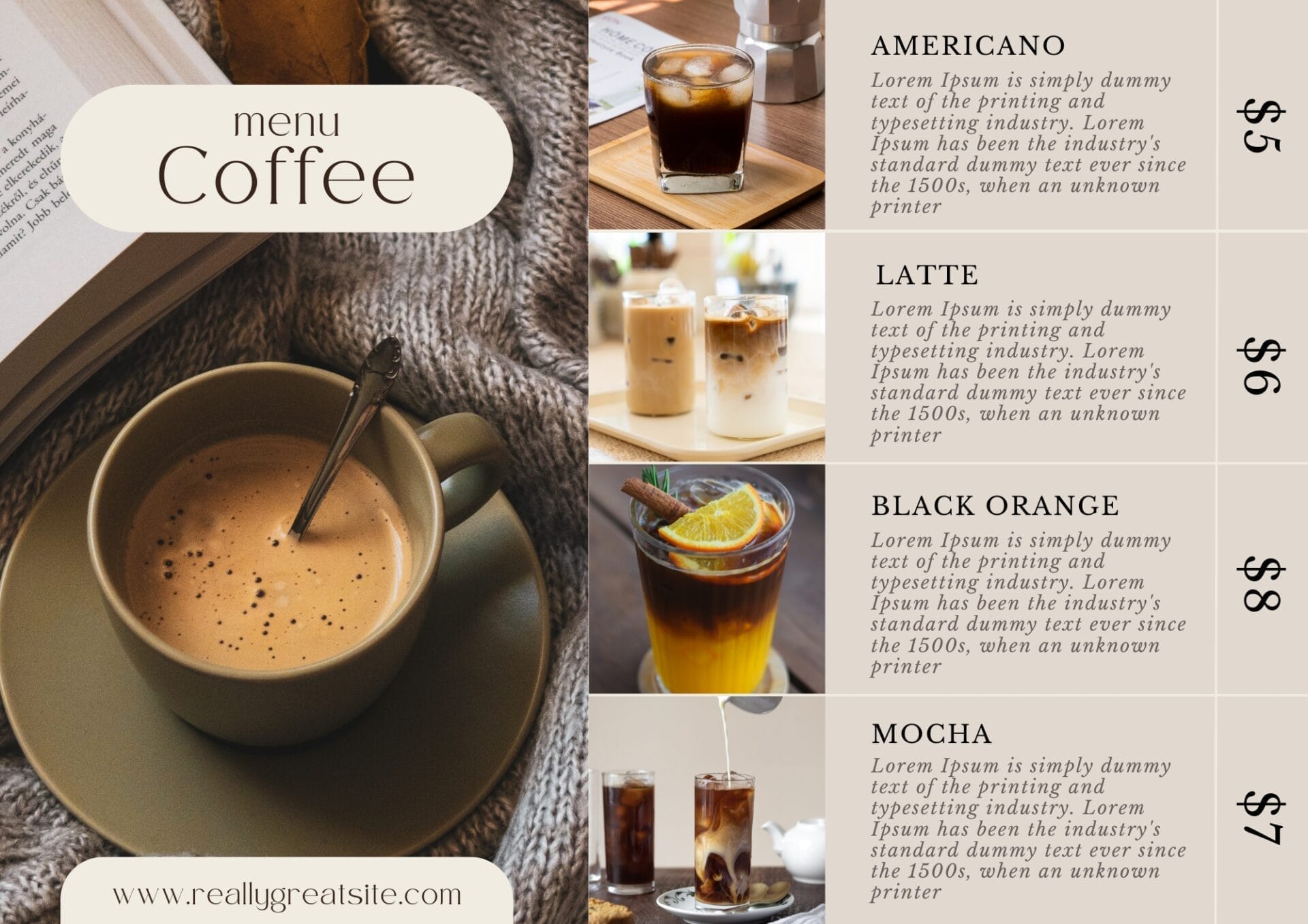 Menu dùng hình thật trong thiết kế