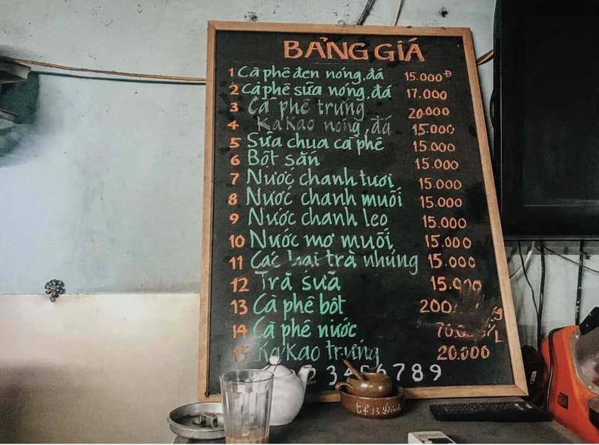 Menu cafe này dễ dàng thay đổi thực đơn và giá cả