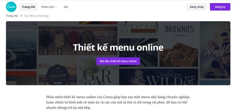 Thiết kế menu online miễn phí với Canva