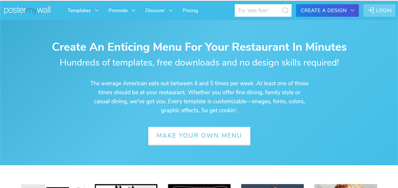 PosterMyWall - Phần mềm thiết kế menu online