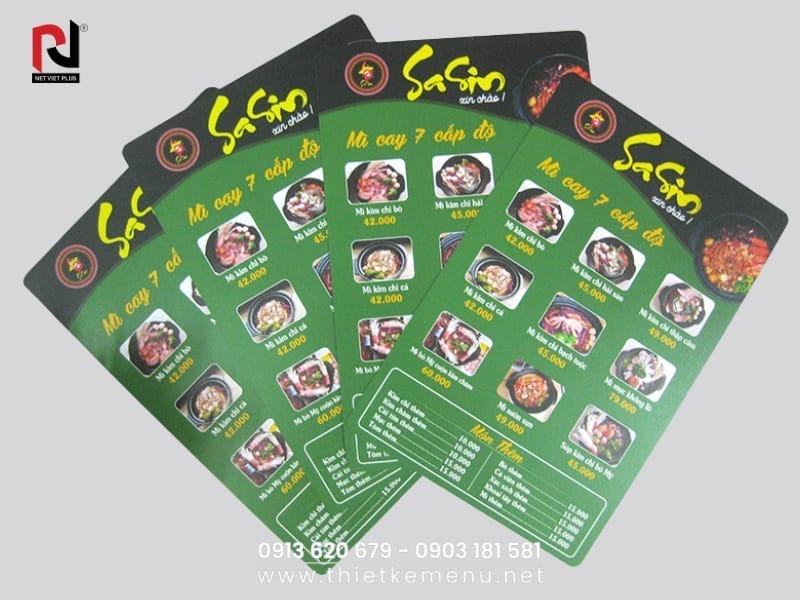 Menu nhựa quán ăn