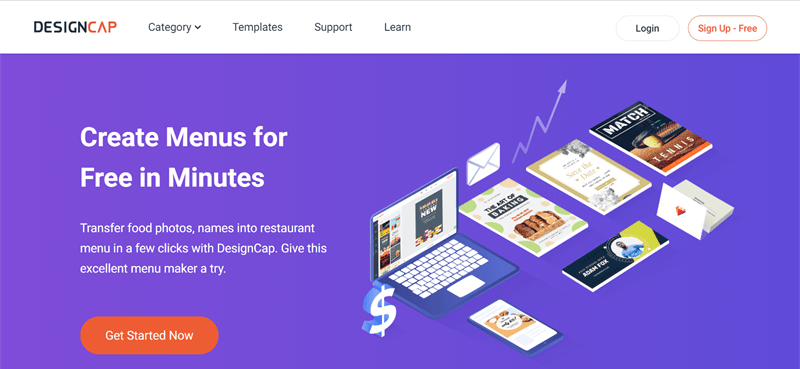 Phần mềm thiết kế menu online - DesignCap