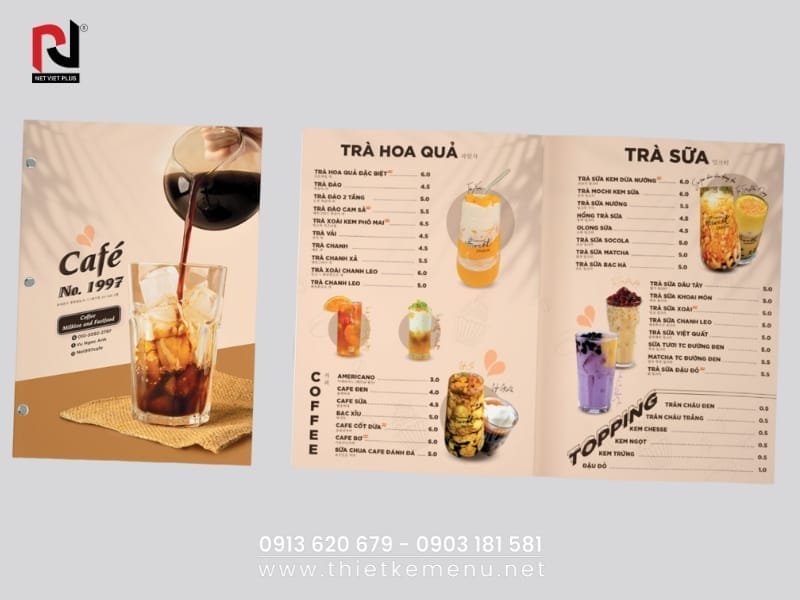 Mẫu menu cho quán nước