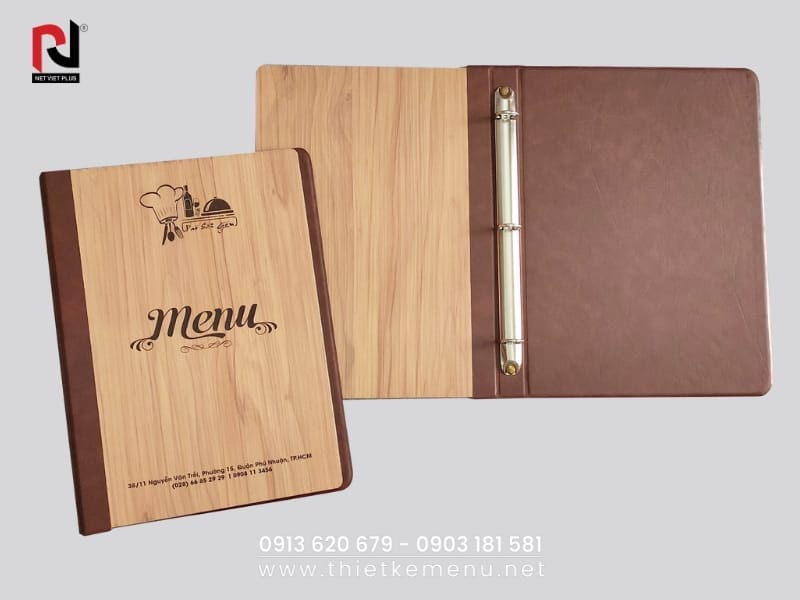 Menu gỗ viền da lạ quá lạ