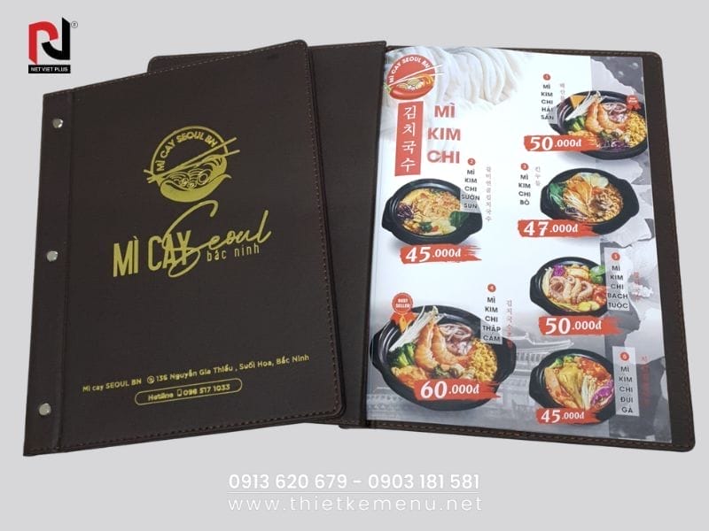 Mẫu thiết kế menu mì cay chuyên nghiệp
