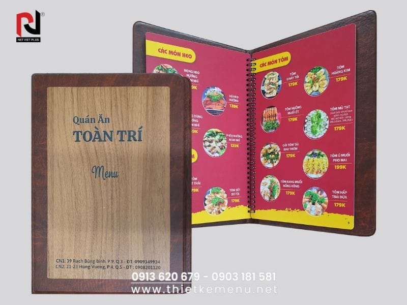 Mẫu thiết kế menu bìa chất liệu gỗ