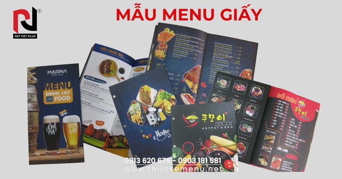 MẪU MENU GIẤY TẠI NÉT VIỆT PLUS